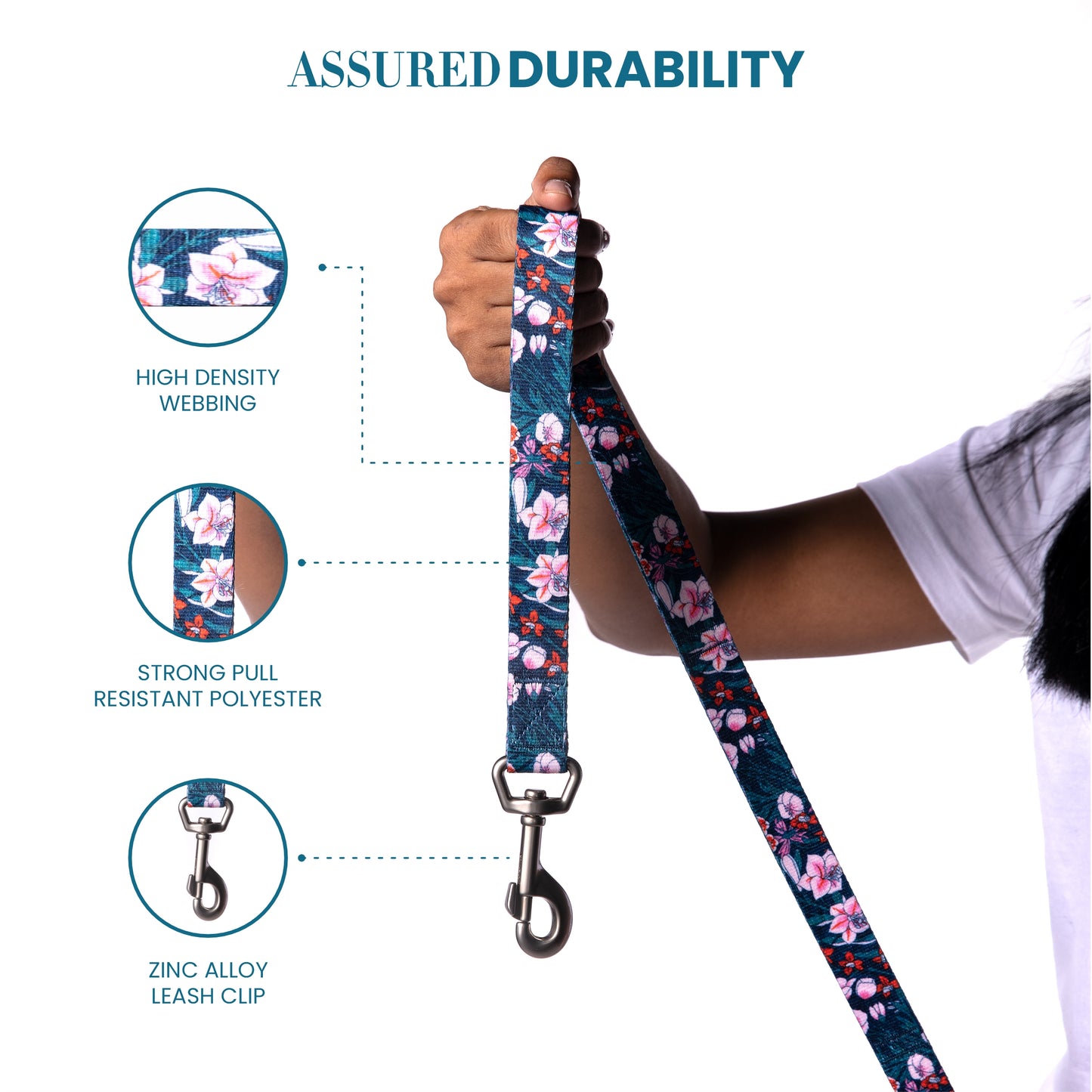 Truelove Multi-handle Dog Leash - Floral Navy Blazer