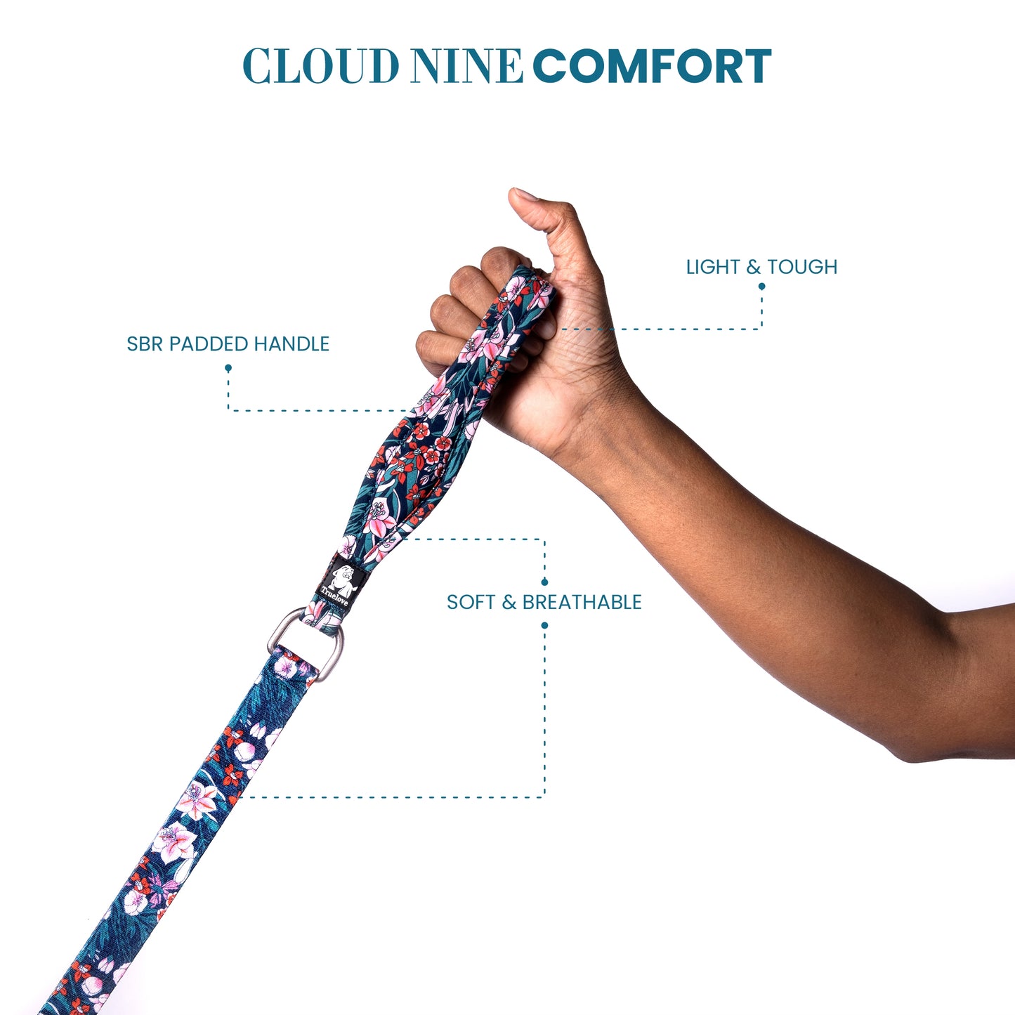 Truelove Multi-handle Dog Leash - Floral Navy Blazer