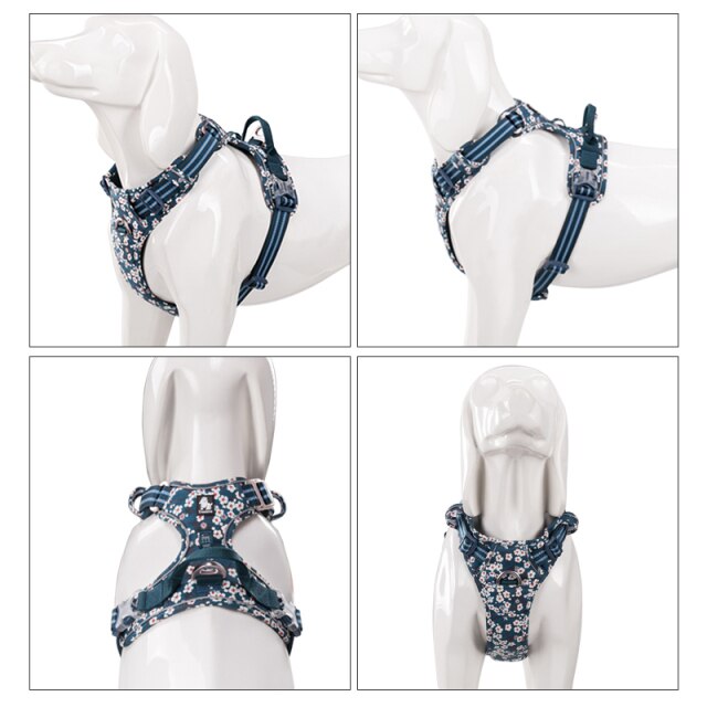 Truelove No-Pull Pet Harness - Floral Saxony Blue